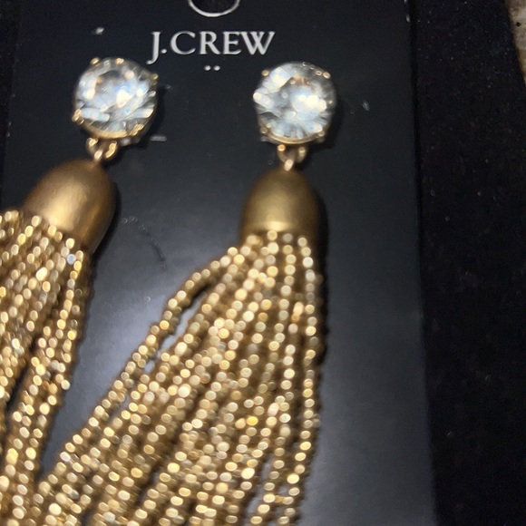 Brand new J Crew gold tassel with rhinestone earrings - Picture 3 of 3